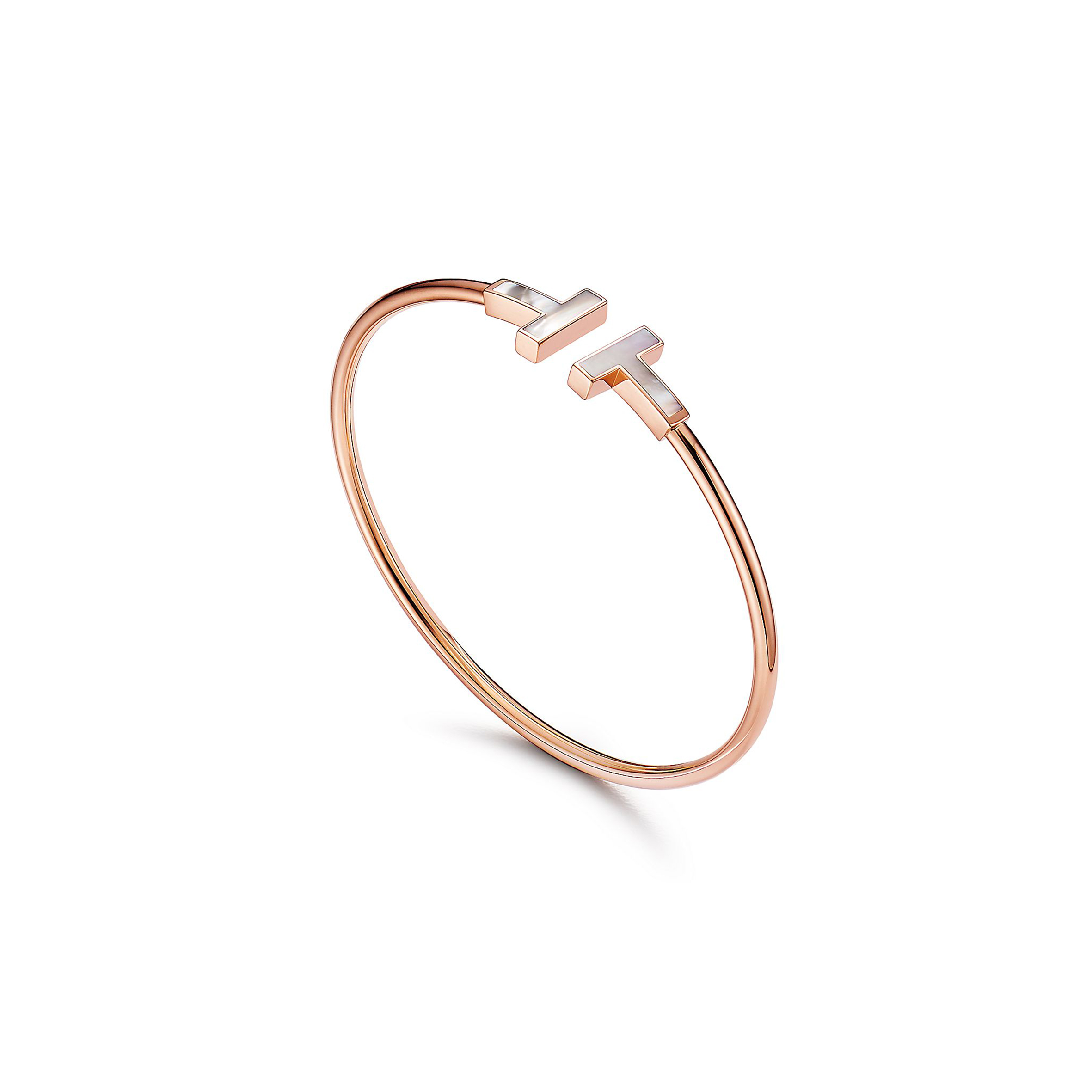 T*f*ny t wire bracelet in rose gold with mother-of-pearl 63958336